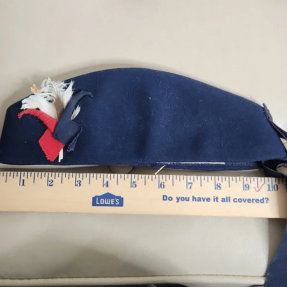 Vintage Midcentury 40s 50s navy blue felt tilt hat - Picture 6 of 8